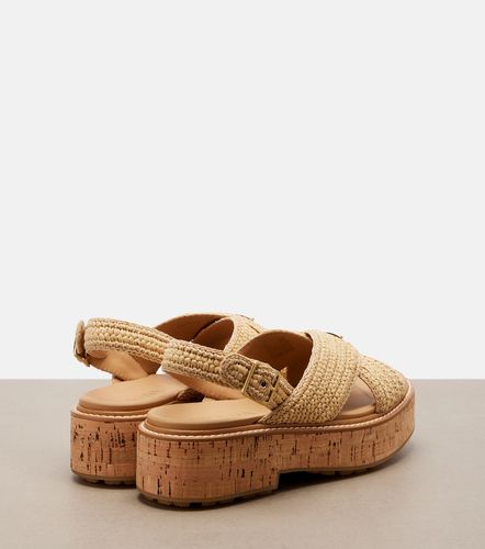 Crochet raffia-effect slingback sandals - Prada - Modalova