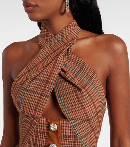 Checked halterneck wool-blend top - Area - Modalova