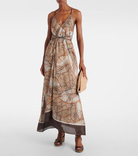 Vestido largo de seda estampado - Brunello Cucinelli - Modalova