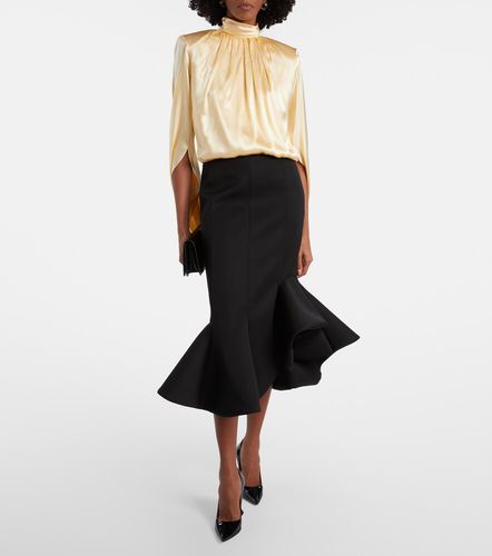 Asymmetric ruffled wool-blend midi skirt - Mugler - Modalova
