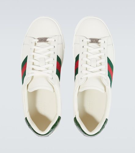 Ace Web Stripe leather sneakers - Gucci - Modalova