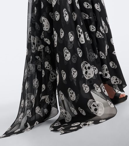 Vestido largo Skull de chifón de seda estampado - McQueen - Modalova