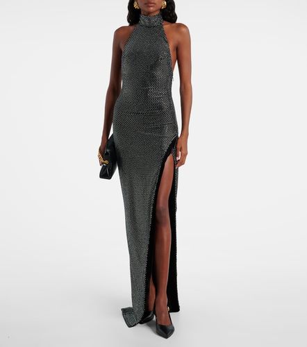 Abito lungo in velluto con strass - Balmain - Modalova