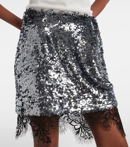 Lace-trimmed sequined miniskirt - Jacques Wei - Modalova