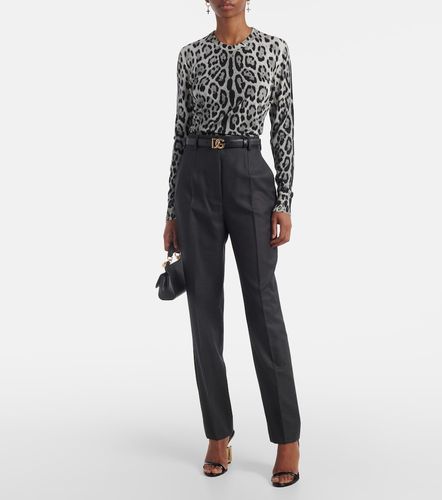 Pullover in seta con stampa animalier - Dolce&Gabbana - Modalova