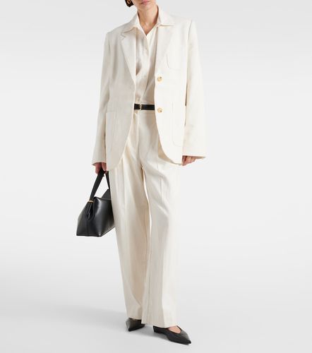 Pantaloni a gamba larga e vita alta in seta e cotone - Toteme - Modalova