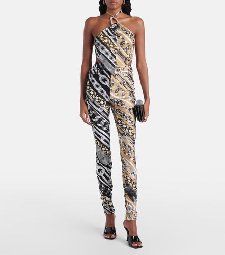 Printed embellished halter-neck crop top - Area - Modalova