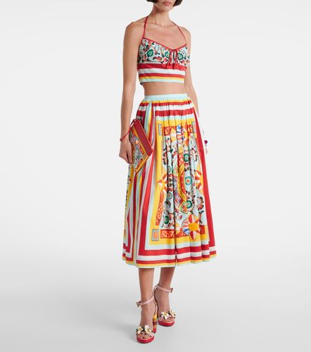 Crop top de algodón estampado - Dolce&Gabbana - Modalova