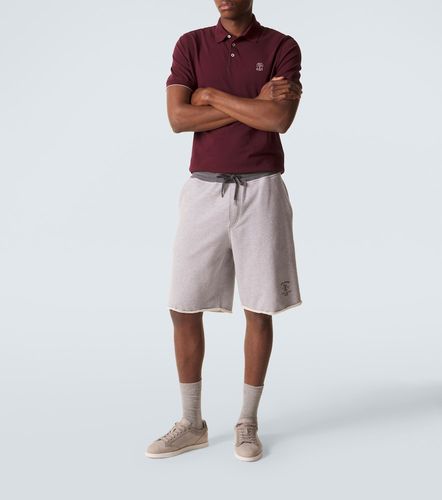 Polo de piqué de algodón con logo - Brunello Cucinelli - Modalova