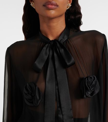 Floral-applique sheer silk blouse - Dolce&Gabbana - Modalova