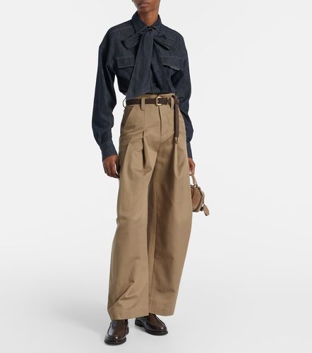 Bow-tie cotton blouse - Brunello Cucinelli - Modalova