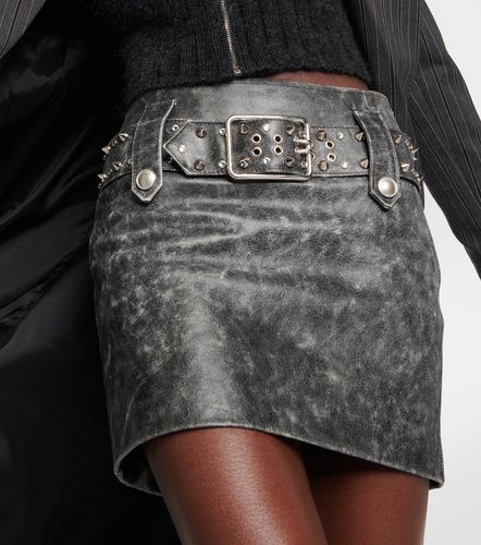 Belted embellished leather miniskirt - Alessandra Rich - Modalova