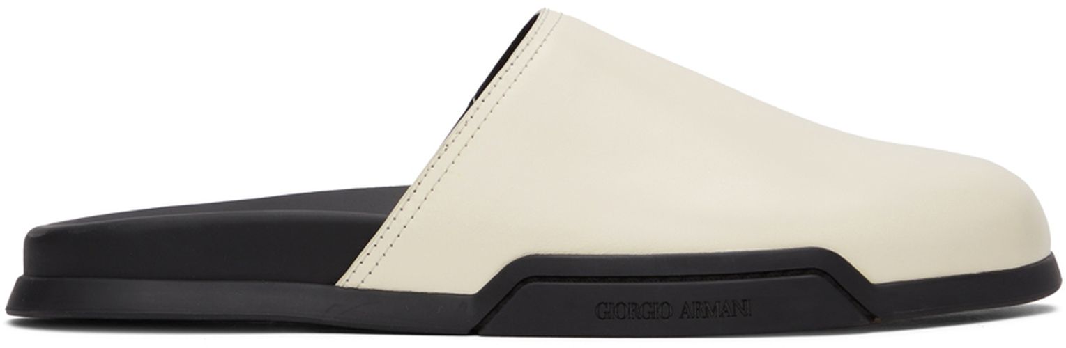 Off-White Leather Slip-On Loafers - Giorgio Armani - Modalova