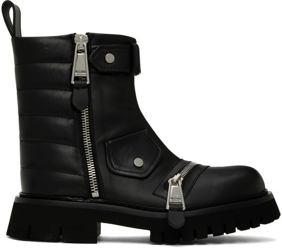 Moschino Black Zipper Boots - Moschino - Modalova