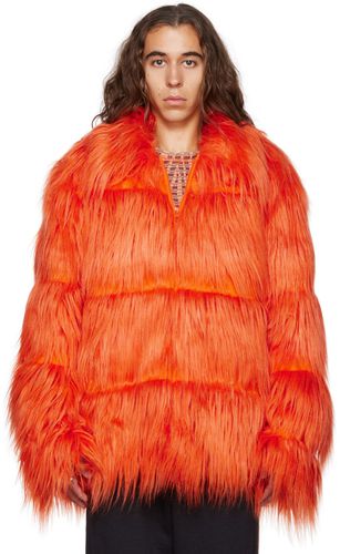 SSENSE Exclusive Orange Faux-Fur Coat - Anna Sui - Modalova