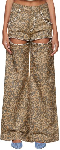 AREA Tan Heart Leopard Slit Jeans - AREA - Modalova