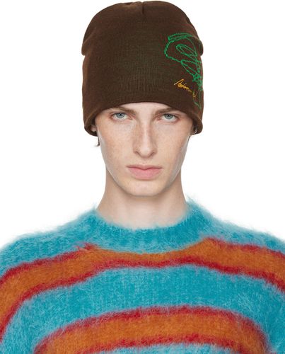 Brown Embroidery Jacquard Beanie - Andersson Bell - Modalova