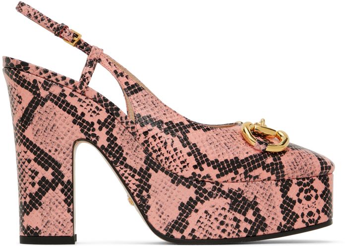 Pink & Black Python Print Heels - Gucci - Modalova