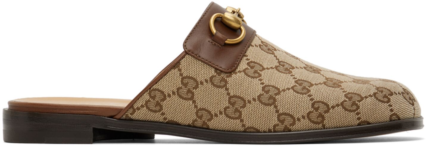 Gucci Beige GG Horsebit Mules - Gucci - Modalova