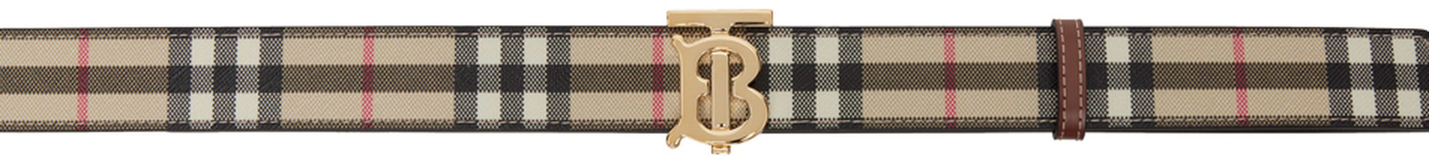Biege & Brown Check Reversible Belt - Burberry - Modalova
