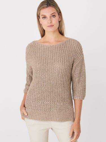 Italian cotton blend 3/4 sleeve boat neck sweater with sequins - REPEAT cashmere - Modalova