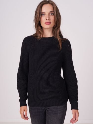 Cotton rib knit pullover with pointelle details - REPEAT cashmere - Modalova