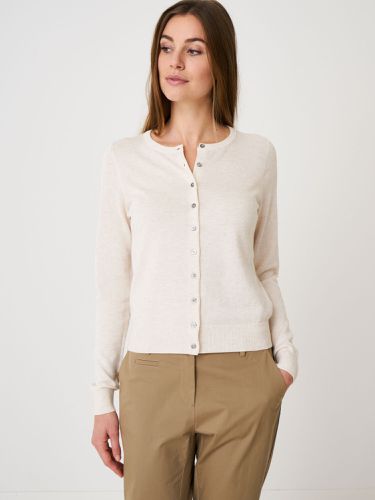 Basic fine knit cardigan in organic cotton blend - REPEAT cashmere - Modalova