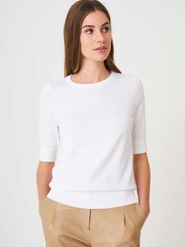 Basic fine knit short sleeve pullover in organic cotton blend - REPEAT cashmere - Modalova