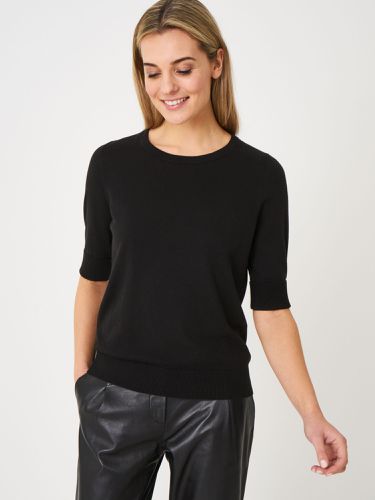 Basic fine knit short sleeve pullover in organic cotton blend - REPEAT cashmere - Modalova