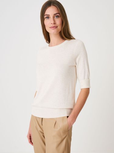 Basic fine knit short sleeve pullover in organic cotton blend - REPEAT cashmere - Modalova