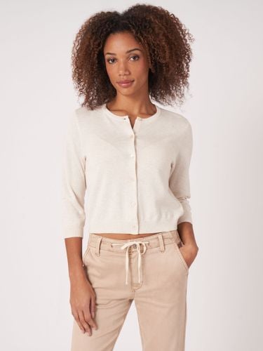 Cropped cardigan with crew neck in organic cotton blend - REPEAT cashmere - Modalova