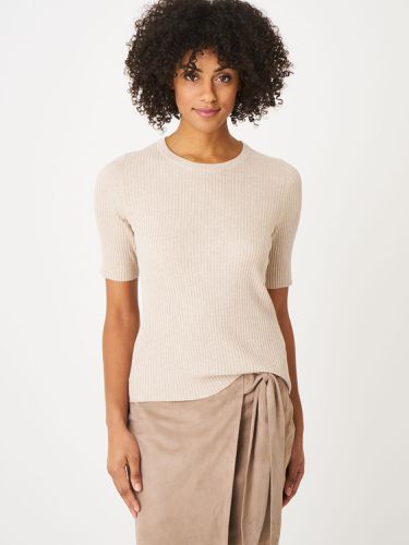 Basic short sleeve slim fit rib knit sweater - REPEAT cashmere - Modalova