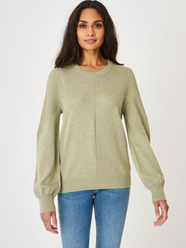 Sweater with long puff sleeves and textured details - REPEAT cashmere - Modalova