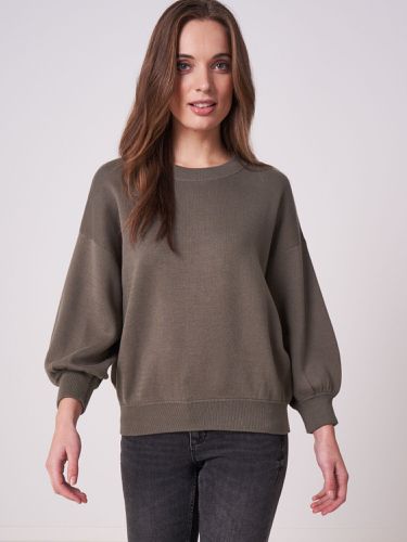 Pure cotton knit sweater with 3/4 puff sleeves - REPEAT cashmere - Modalova