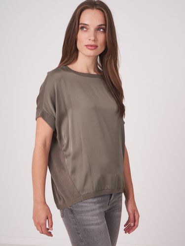 T-shirt with knitted back and silk front - REPEAT cashmere - Modalova