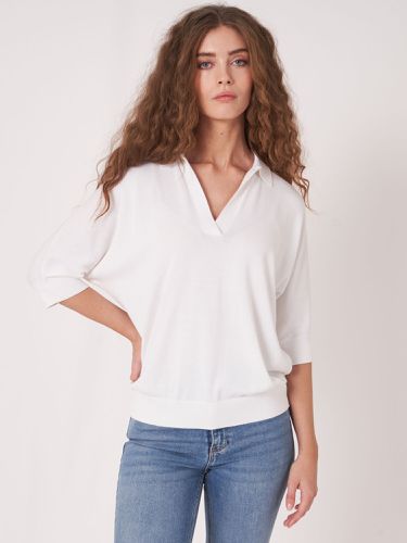 Cotton blend polo neck sweater - REPEAT cashmere - Modalova