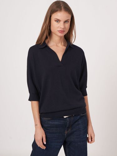 Cotton blend polo neck sweater - REPEAT cashmere - Modalova