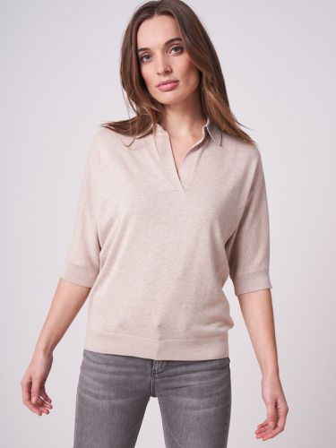 Cotton blend polo neck sweater - REPEAT cashmere - Modalova