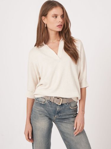 Cotton blend polo neck sweater - REPEAT cashmere - Modalova