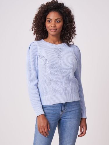 Rib knit sweater with puff shoulders - REPEAT cashmere - Modalova