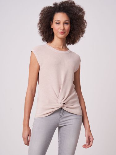 Cotton linen blend short sleeve rib knit sweater - REPEAT cashmere - Modalova