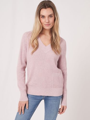 Ribbed cotton blend sweater with pocket - REPEAT cashmere - Modalova
