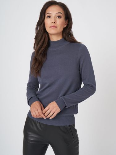 Cotton blend sweater with stand collar - REPEAT cashmere - Modalova