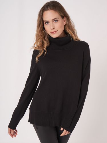 Cotton blend sweater with wide ribbed turtleneck - REPEAT cashmere - Modalova