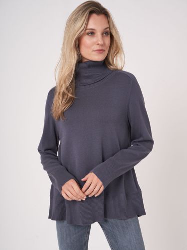 Cotton blend sweater with wide ribbed turtleneck - REPEAT cashmere - Modalova