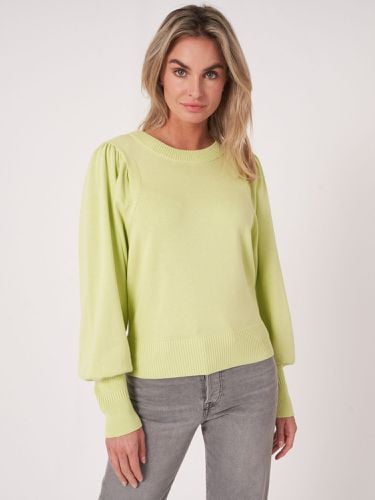 Puff sleeve cotton blend sweater - REPEAT cashmere - Modalova