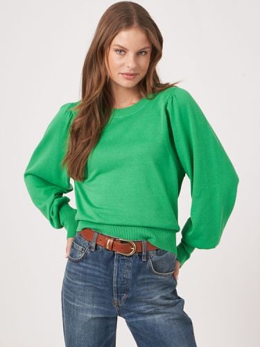 Puff sleeve cotton blend sweater - REPEAT cashmere - Modalova