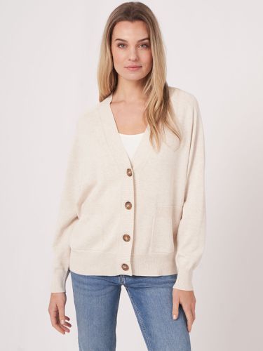 Cotton blend buttoned cardigan with pockets - REPEAT cashmere - Modalova