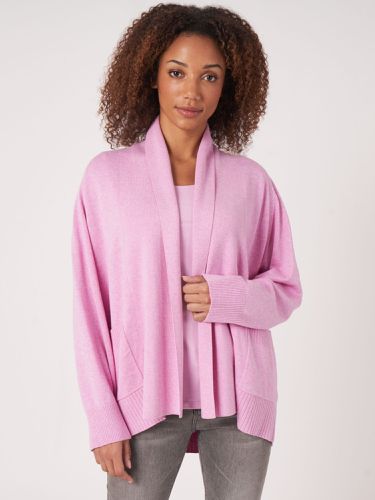Fine knit cotton blend shawl neck cardigan with pockets - REPEAT cashmere - Modalova
