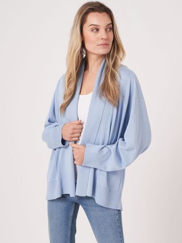 Fine knit cotton blend shawl neck cardigan with pockets - REPEAT cashmere - Modalova